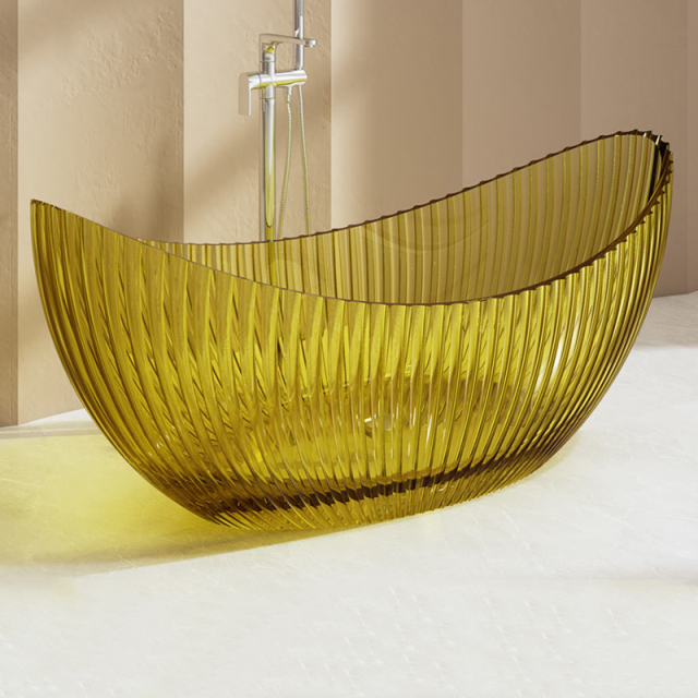 Wholesale High End Quality Moon Shape Fluted Freestanding Transparent Bathtub MR-T88878