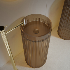 Quality Wholesale Unique Design Round Freestanding Clear Sink Bathroom Wash Basin TW-Z819T