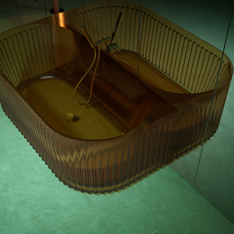 Factory Wholesale Rectangular Fluted Transparent Bathtub TW-8116T