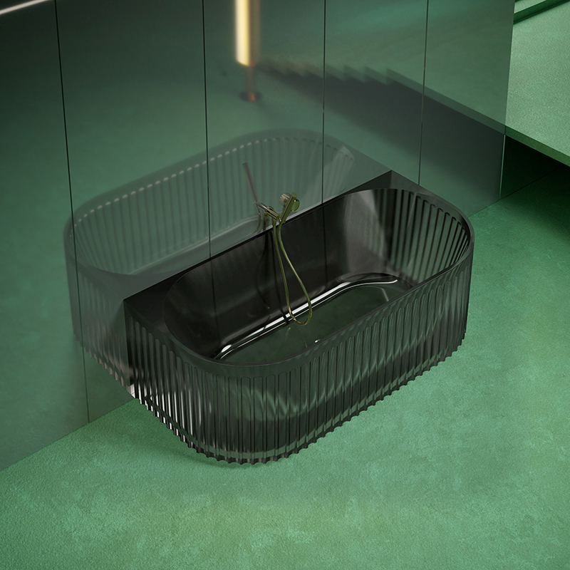 Factory Wholesale Rectangular Fluted Transparent Bathtub TW-8116T