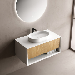 Wholesale High End Quality Single Counter Top Sink Wall Mounted Hanging Bathroom Vanity Cabinet TW-2200