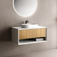 Wholesale High End Quality Single Counter Top Sink Wall Mounted Hanging Bathroom Vanity Cabinet TW-2200