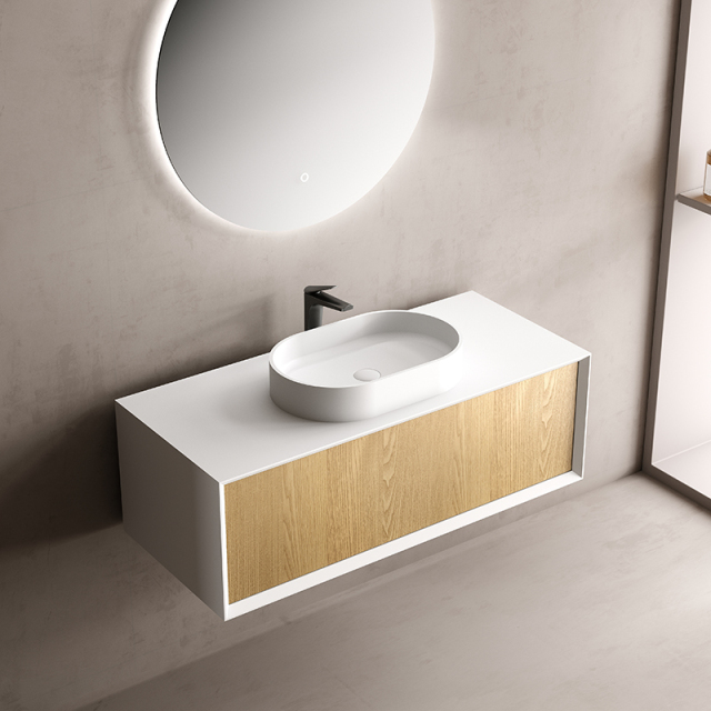 China Wholesale Factory Single Counter Top Sink Wall Mounted Hanging Bathroom Vanity Cabinet TW-2201