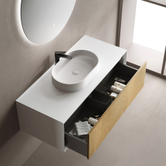 China Wholesale Factory Single Counter Top Sink Wall Mounted Hanging Bathroom Vanity Cabinet TW-2201