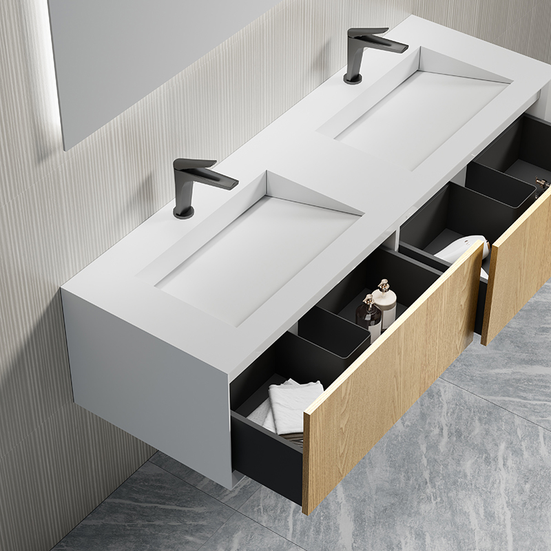 Supplier Double Under Counter Sink Floating Bathroom Vanity Cabinet TW-2502