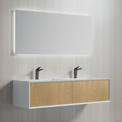 Supplier Double Under Counter Sink Floating Bathroom Vanity Cabinet TW-2502