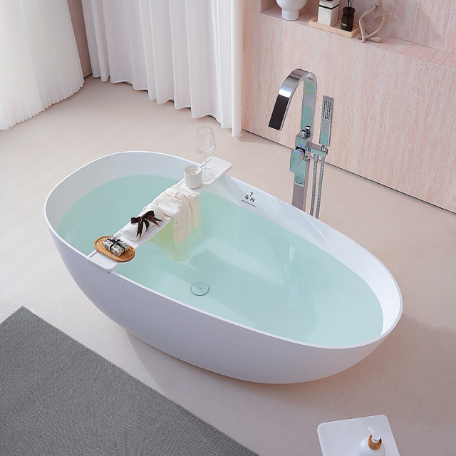 Factory Supply Quality Assurance Freestanding Artificial Poly Stone Bathtub TW-8866