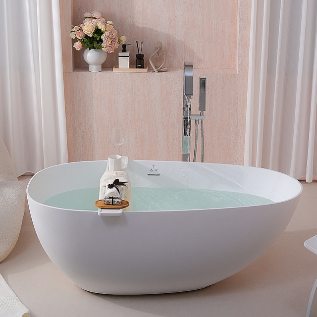 Factory Supply Quality Assurance Freestanding Artificial Poly Stone Bathtub TW-8866