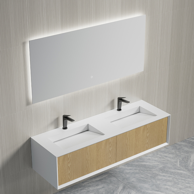 Supplier Double Under Counter Sink Floating Bathroom Vanity Cabinet TW-2502