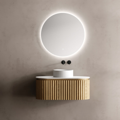 Wholesale High End Quality Fluted Floating Bathroom Vanity Unit With Countertop Sink TW-5101