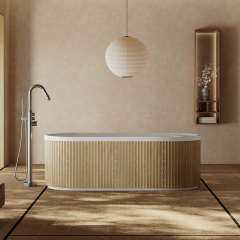 Wholesale Price Oval Freestanding Wood pattern Acrylic Bathtub TW-M31