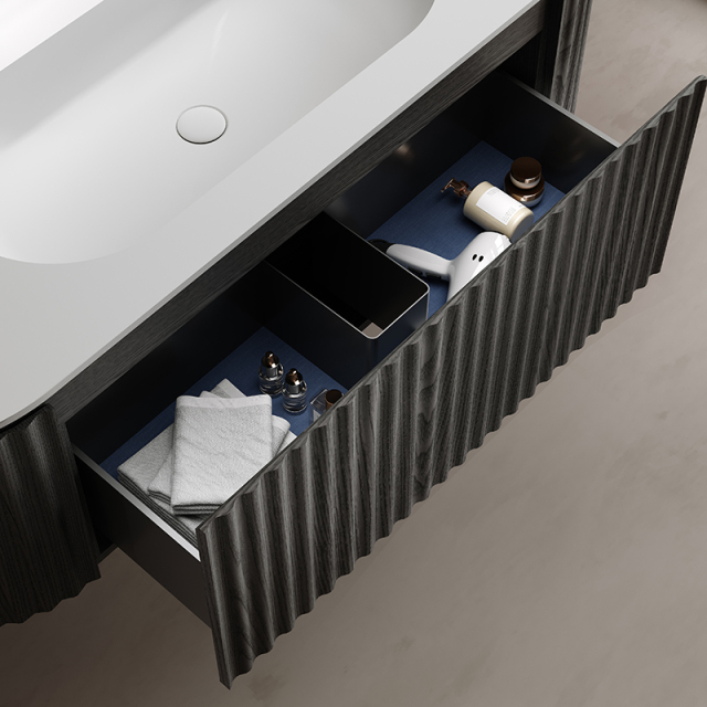 Factory Wholesale Fluted Oval Wall Hung Bathroom Cabinet Unit With Undercounter Basin TW-5111