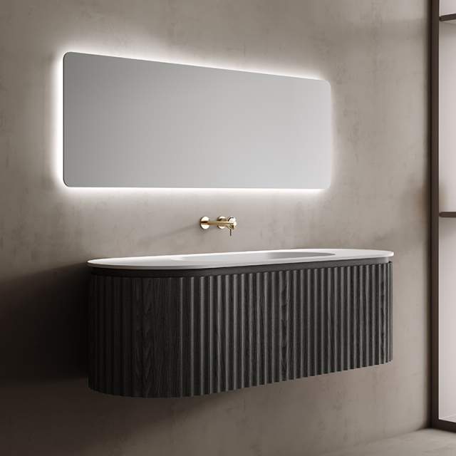 Factory Wholesale Fluted Oval Wall Hung Bathroom Cabinet Unit With Undercounter Basin TW-5111