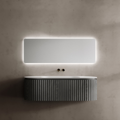 Factory Wholesale Fluted Oval Wall Hung Bathroom Cabinet Unit With Undercounter Basin TW-5111