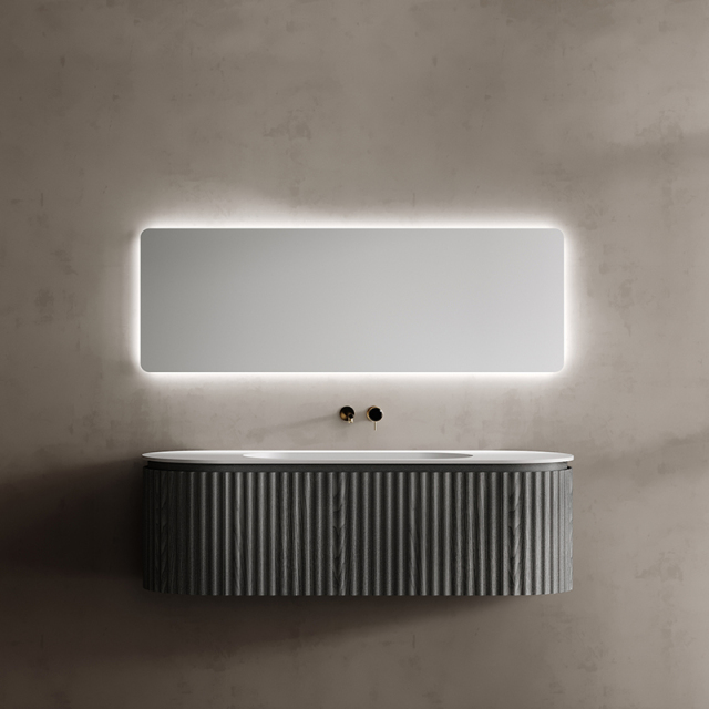 Factory Wholesale Fluted Oval Wall Hung Bathroom Cabinet Unit With Undercounter Basin TW-5111