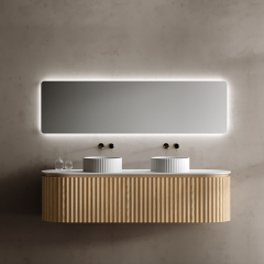 Wholesale Price Fluted Floating Bathroom Vanity Unit With Double Basins TW-5102