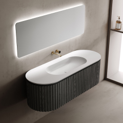 Factory Wholesale Fluted Oval Wall Hung Bathroom Cabinet Unit With Undercounter Basin TW-5111