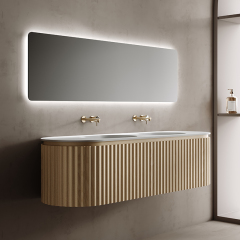 Factory Customized Fluted Wall Hung Bathroom Cabinet With Double Basins TW-5112