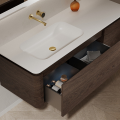 Wholesale Fashion Single Sink Wood Grain Wall Mounted Bathroom Cabinet Unit TW-5503