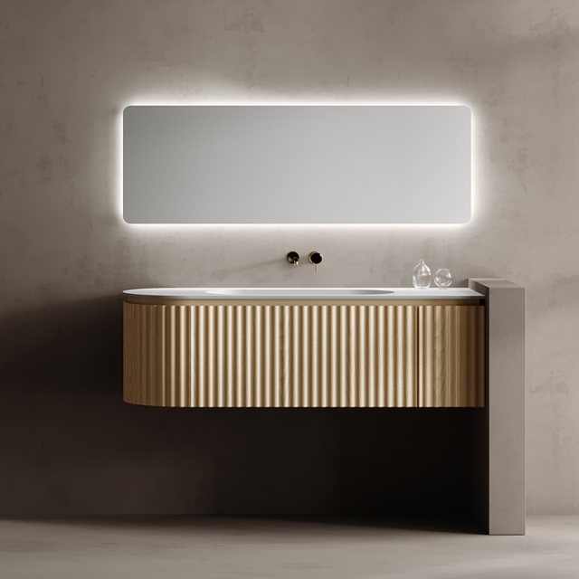 Wholesale Manufacturer Oval Sink Fluted Wall Hung Bathroom Corner Cabinet TW-5301