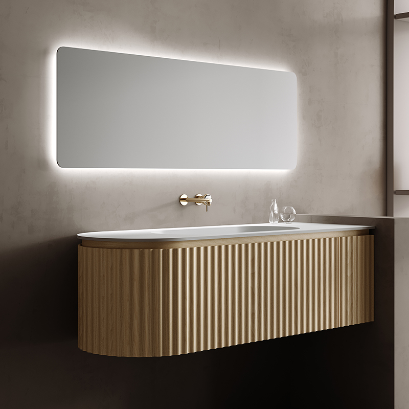 Wholesale Manufacturer Oval Sink Fluted Wall Hung Bathroom Corner Cabinet TW-5301