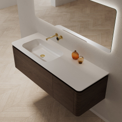 Wholesale Fashion Single Sink Wood Grain Wall Mounted Bathroom Cabinet Unit TW-5503