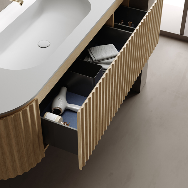 Wholesale Manufacturer Oval Sink Fluted Wall Hung Bathroom Corner Cabinet TW-5301