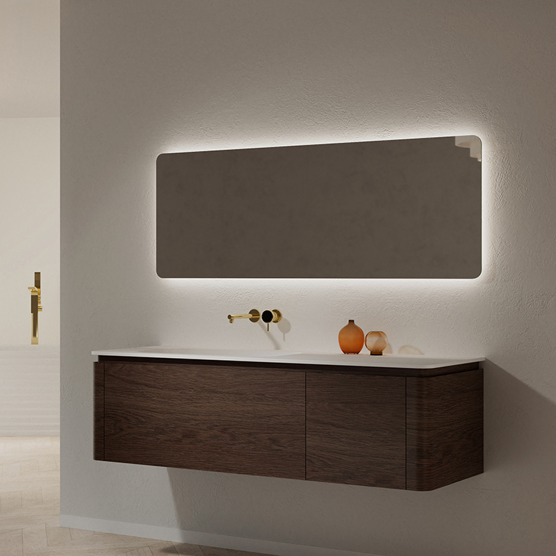 Wholesale Fashion Single Sink Wood Grain Wall Mounted Bathroom Cabinet Unit TW-5503