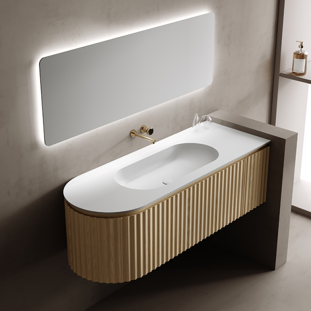 Wholesale Manufacturer Oval Sink Fluted Wall Hung Bathroom Corner Cabinet TW-5301