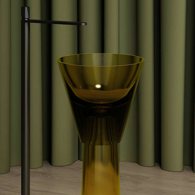 Wholesale Fashion Transparent Resin Pedestal Wash Basin MR-Z1102T