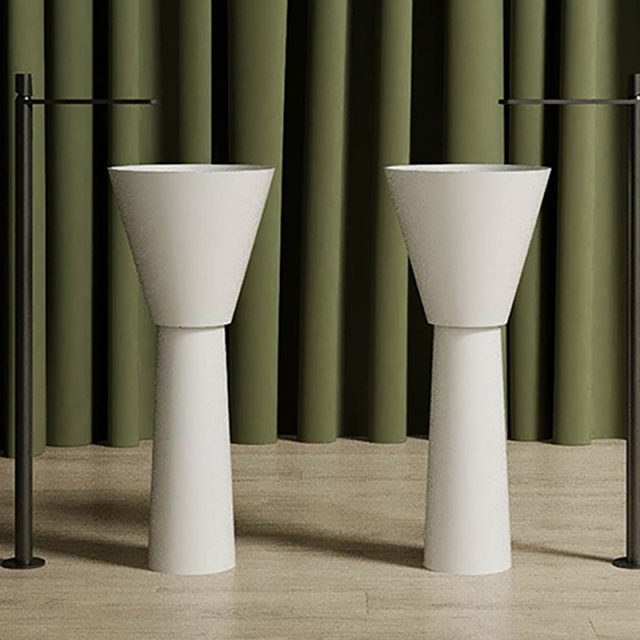 Hot Style Wholesale Solid Surface Fluted Freestanding Wash Basin MR-Z1102