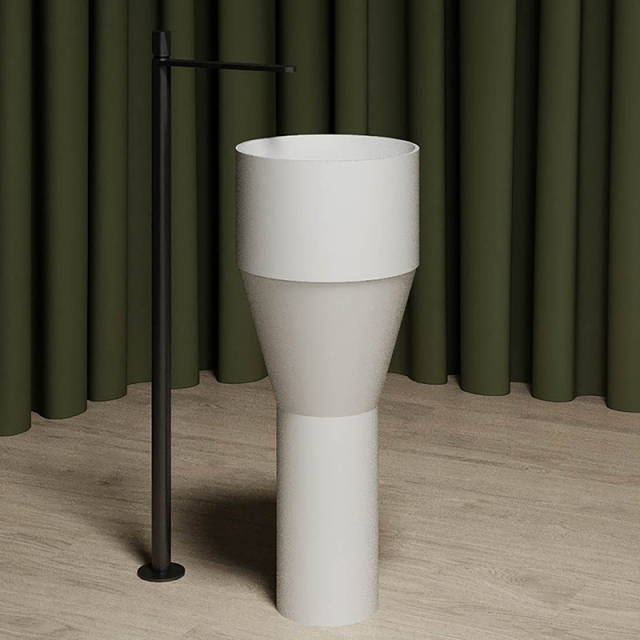 Hot Style Wholesale Solid Surface Fluted Freestanding Wash Basin MR-Z1101