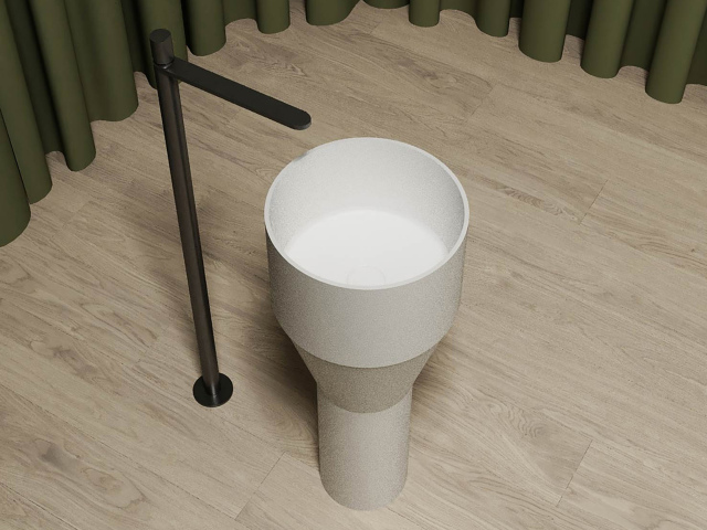 Hot Style Wholesale Solid Surface Fluted Freestanding Wash Basin MR-Z1101