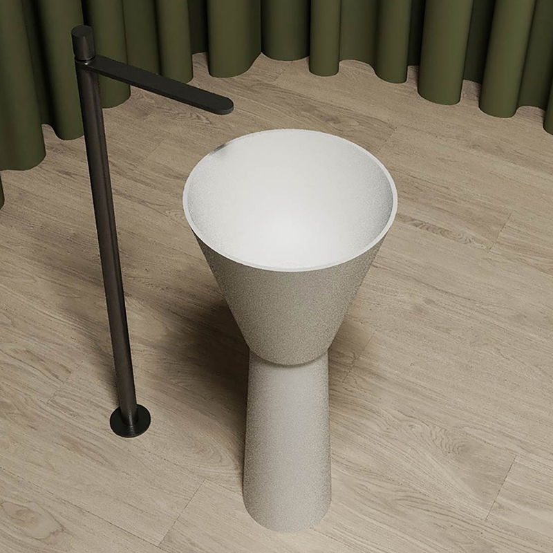 Hot Style Wholesale Solid Surface Fluted Freestanding Wash Basin MR-Z1102