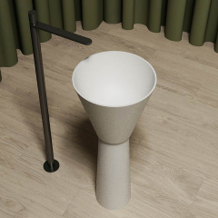 Hot Style Wholesale Solid Surface Fluted Freestanding Wash Basin MR-Z1102