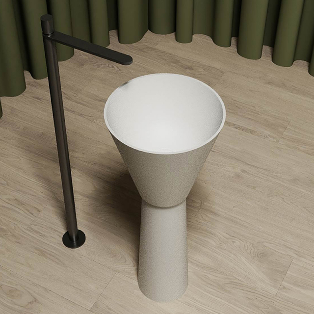 Hot Style Wholesale Solid Surface Fluted Freestanding Wash Basin MR-Z1102