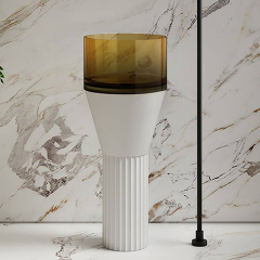 Wholesale High End Quality Solid Surface Freestanding Wash Basin MR-TZ1301