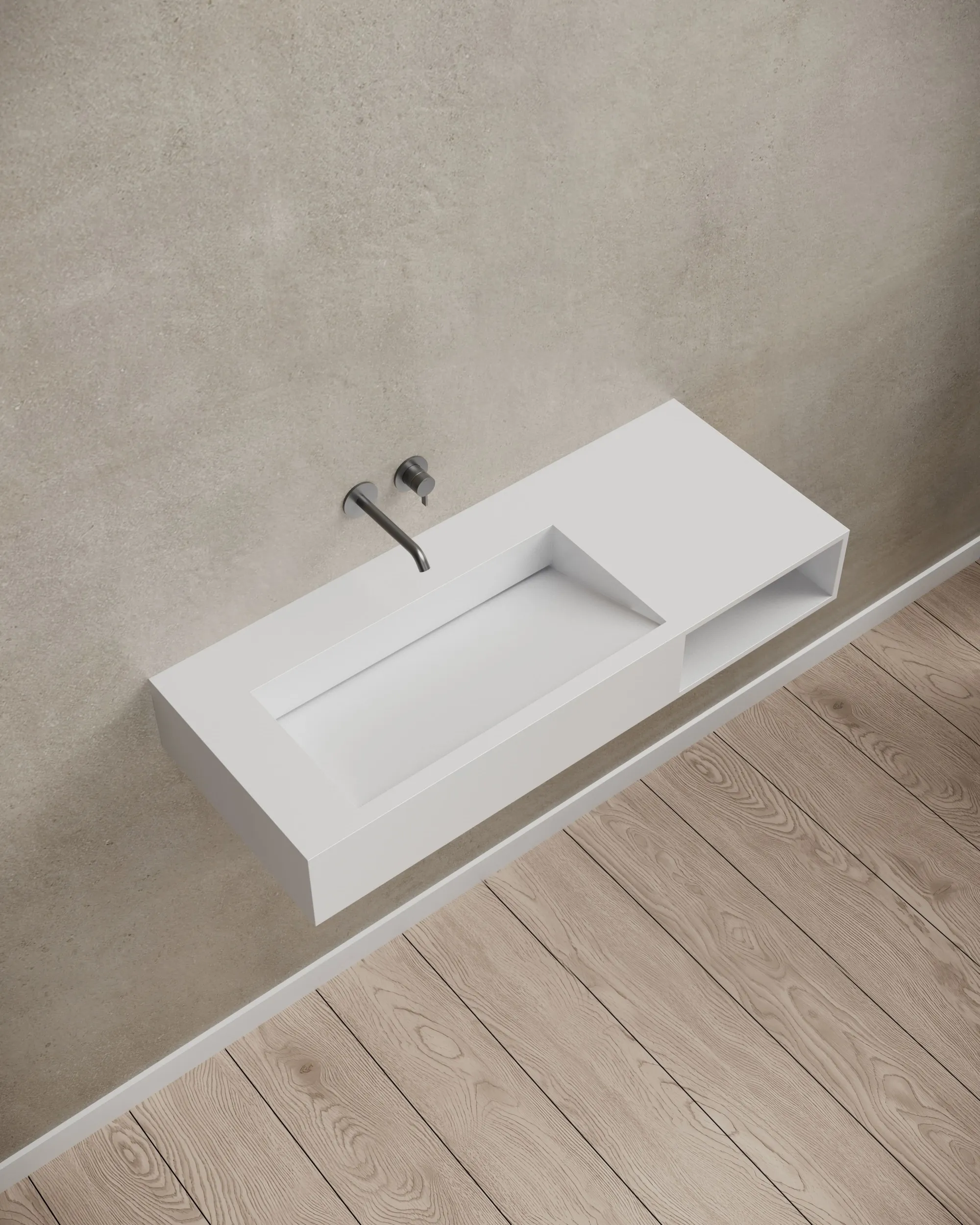 Hand-polished solid surface basin finish