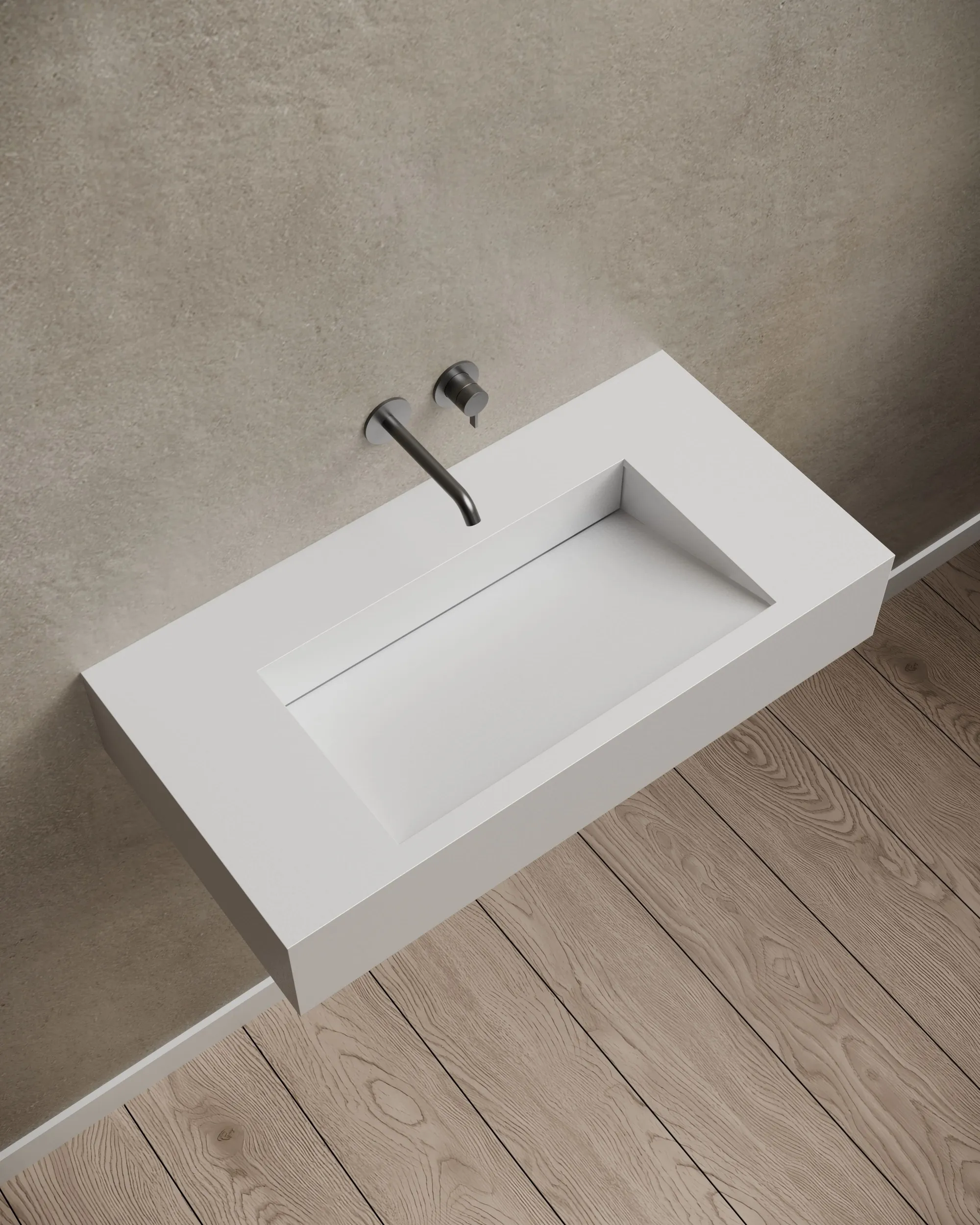 T&W wash basin's smooth, seamless surface highlighting modern finish