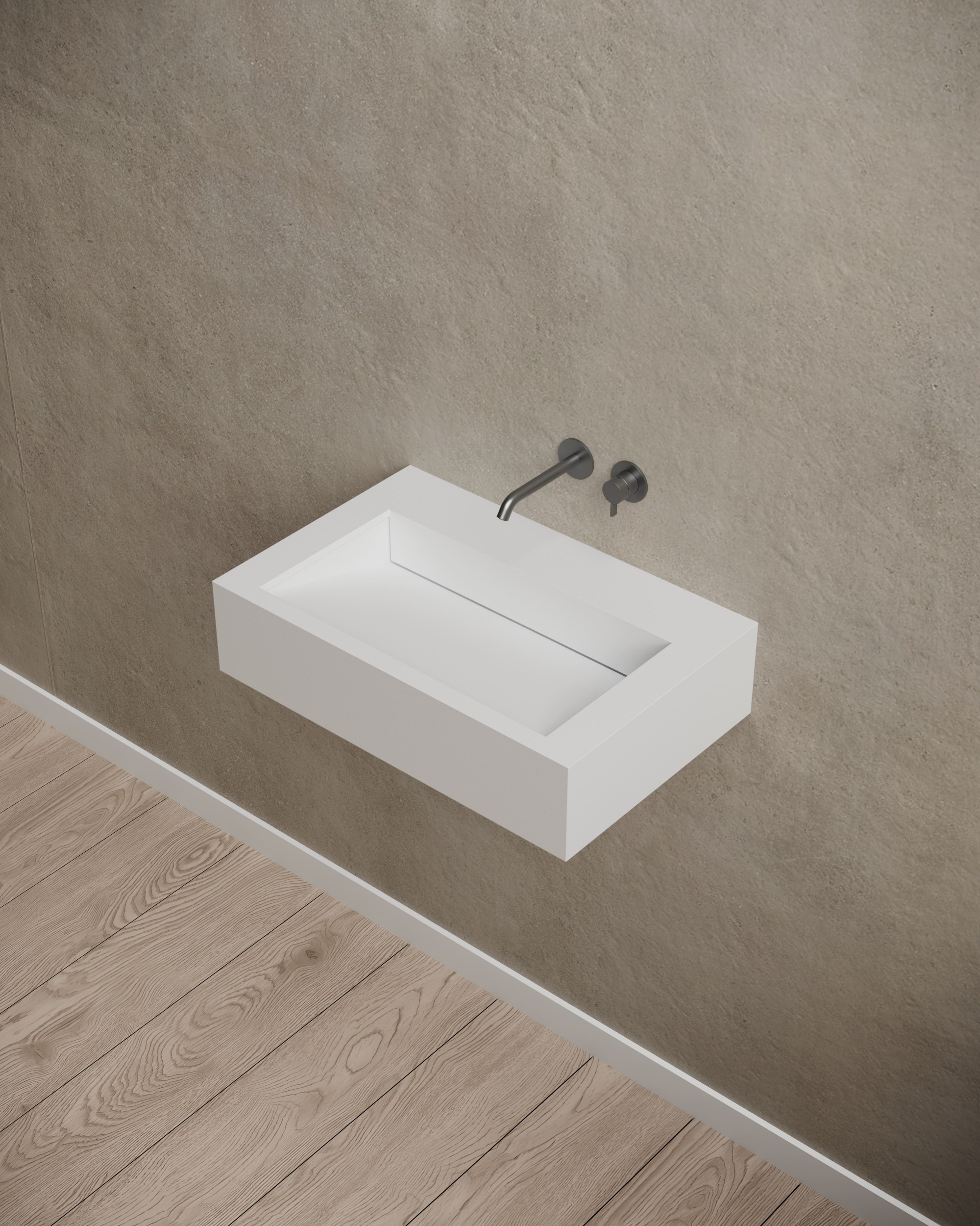 T&W 24-Inch Wall-Mount Artificial Stone Wash Basin