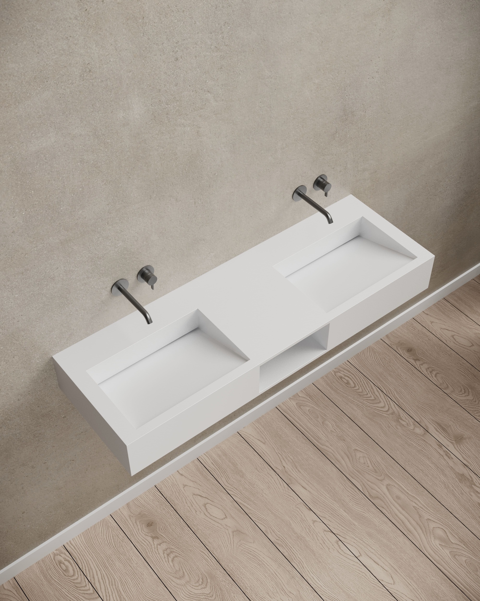 T&W 47.5-Inch Wall-Mount Solid Surface Wash Basin – TW-G286