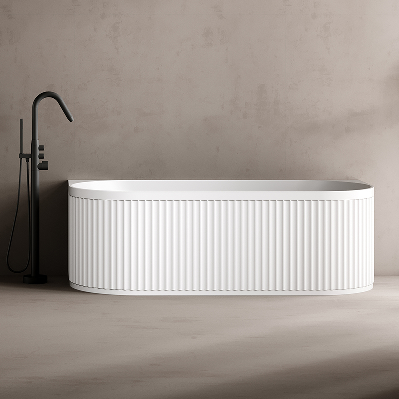 Quality Wholesale Unique Design Solid Surface Back to Wall Fluted Bathtub TW-8126
