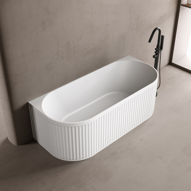 Quality Wholesale Unique Design Solid Surface Back to Wall Fluted Bathtub TW-8126