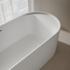 Popular Wholesale Designer Oval Fluted Freestanding Solid Surface Bathtub TW-8121