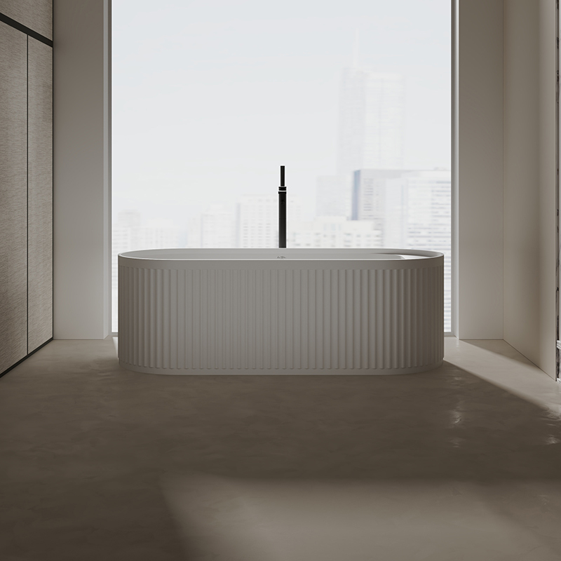 Popular Wholesale Designer Oval Fluted Freestanding Solid Surface Bathtub TW-8121