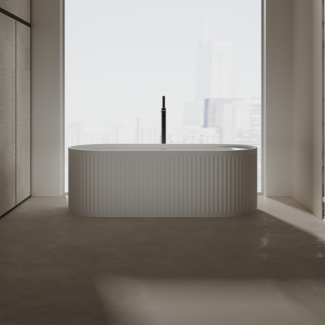 Popular Wholesale Designer Oval Fluted Freestanding Solid Surface Bathtub TW-8121
