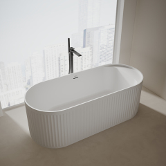Popular Wholesale Designer Oval Fluted Freestanding Solid Surface Bathtub TW-8121