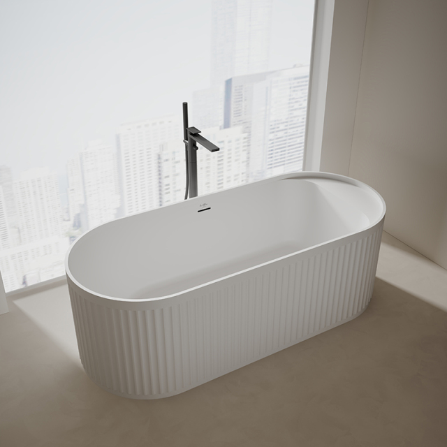 Popular Wholesale Designer Oval Fluted Freestanding Solid Surface Bathtub TW-8121