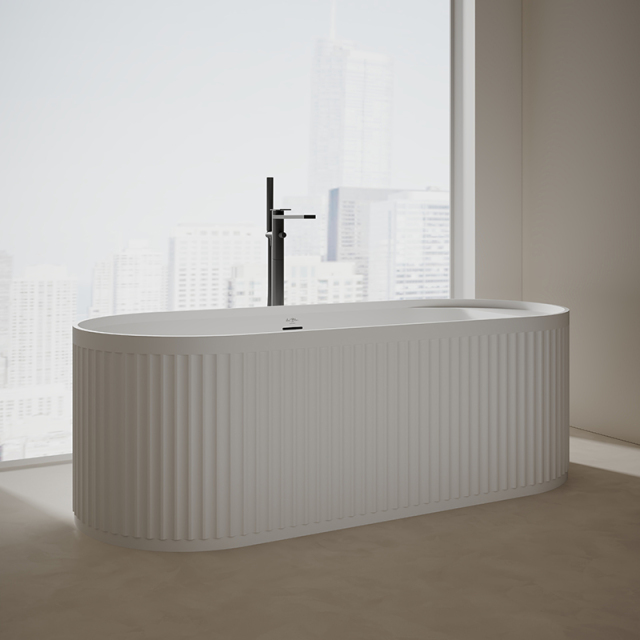 Popular Wholesale Designer Oval Fluted Freestanding Solid Surface Bathtub TW-8121