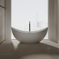 China Wholesale Factory Moon Shape Freestanding Artificial Stone Bathtub TW-8618